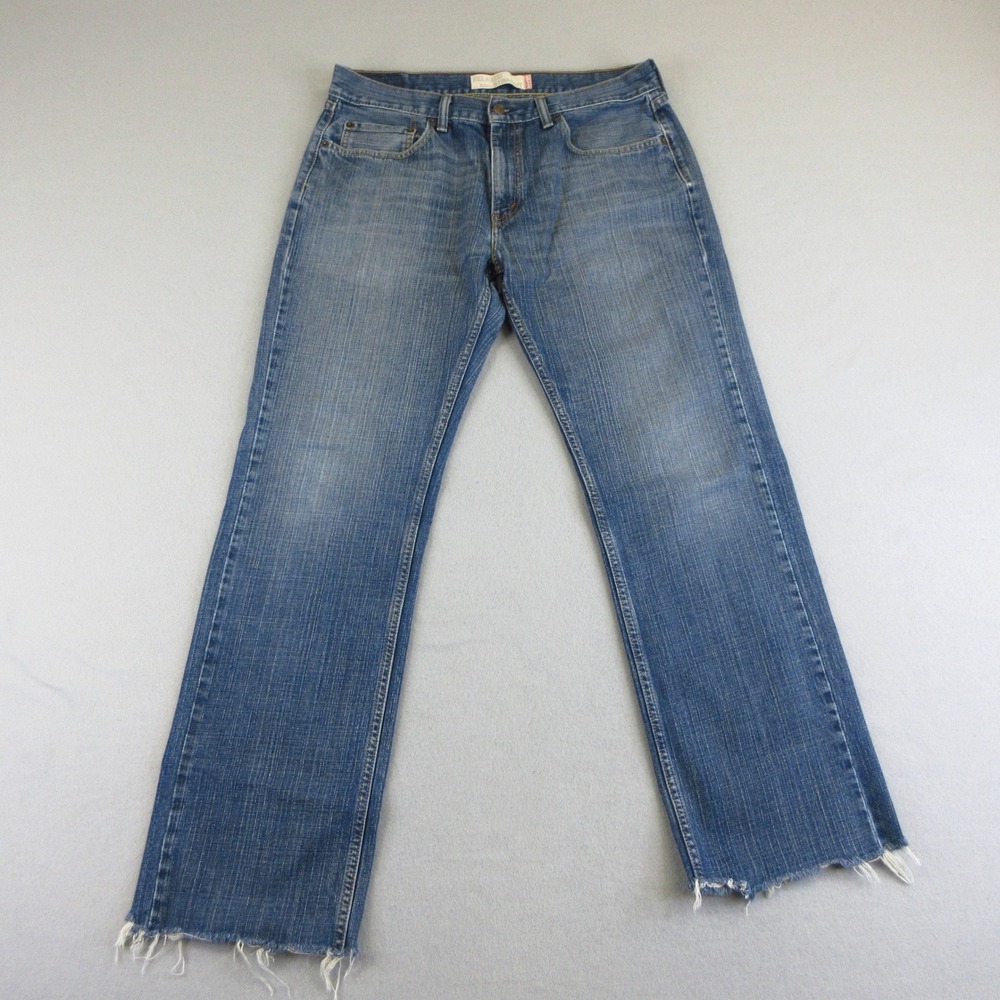 Levis 559 Jeans Mens 34x36 Blue Denim Relaxed Straight Frayed Hem Casual